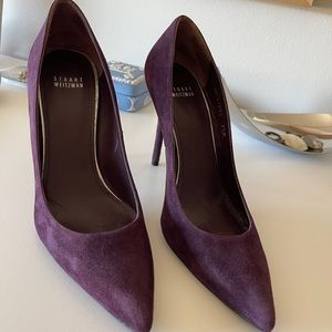 Stuart Weitzman purple suede heels